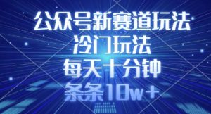 公众号新赛道玩法，冷门玩法，每天十分钟，条条10w+-网创小站