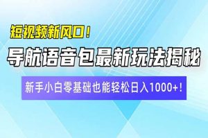 短视频新风口！导航语音包最新玩法揭秘，新手小白零基础也能轻松日入10...-网创小站