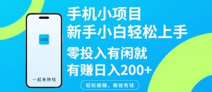 手机小项目新手小白轻松上手零投入有闲就有赚日入200+-网创小站