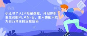小红书个人IP陪跑课程，开启你职业生涯的PLAN-B，素人也能火成为百万博主的流量密码-网创小站