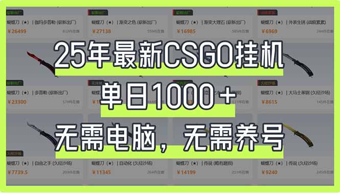 25年最新CSGO挂机系统，单日1000+，无需电脑，无需养号，0基础可上手-网创小站