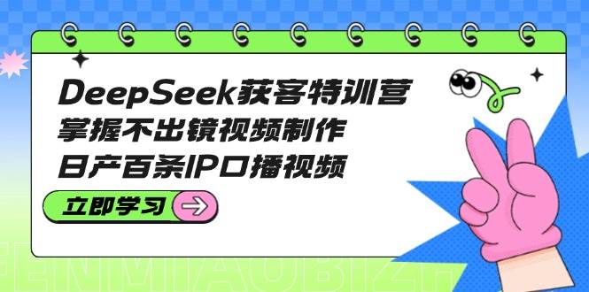 DeepSeek获客特训营:掌握不出镜视频制作,日产百条IP口播视频-网创小站