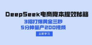 DeepSeek电商降本提效秘籍：3招打爆黄金三秒，5分钟量产200视频-网创小站