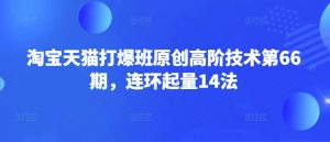 淘宝天猫打爆班原创高阶技术第66期，连环起量14法-网创小站