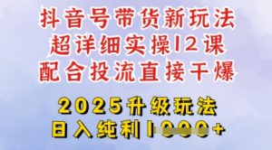 2025全新升级抖音带货玩法，一天纯利四位数，从剪辑到选品再到发布投流，超详细玩法揭秘-网创小站