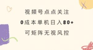 视频号点点关注，0成本单号80+，可矩阵，绿色正规，长期稳定【揭秘】-网创小站