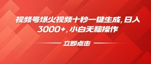 视频号爆火视频十秒一键生成，日入3000+，小白无脑操作-网创小站