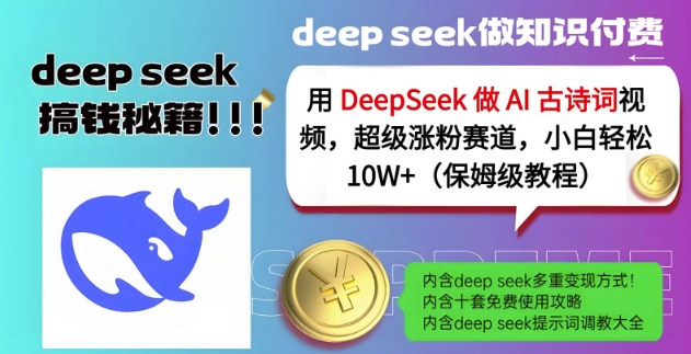 用DeepSeek做AI古诗词视频，超级涨粉赛道，小白轻松涨粉10W+(保姆级教程)-网创小站