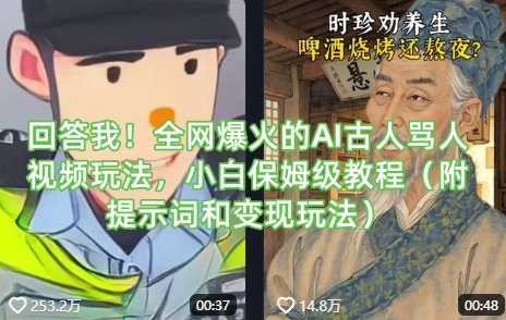 回答我！全网爆火的AI古人骂人视频玩法，小白保姆级教程(附提示词和变现玩法)-网创小站