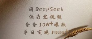 用DeepSeek做疗愈视频，条条10W+爆款，单日变现多张-网创小站