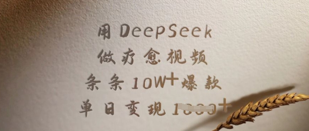 用DeepSeek做疗愈视频，条条10W+爆款，单日变现多张-网创小站