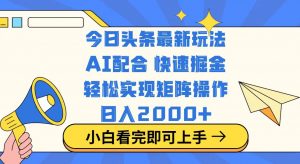 今日头条最新玩法，思路简单，复制粘贴，轻松实现矩阵日入2000+-网创小站