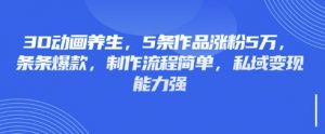 3D动画养生，5条作品涨粉5万，条条爆款，制作流程简单，私域变现能力强-网创小站
