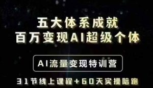 五大体系成就百万变现AI超级个体- AI流量变现特训营，一步一步教你一个人怎么年入百W-网创小站