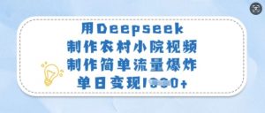 用Deepseek制作农村小院视频，制作简单流量爆炸，单日变现多张-网创小站