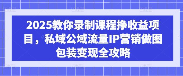 2025教你录制课程挣收益项目，私域公域流量IP营销做图包装变现全攻略-网创小站