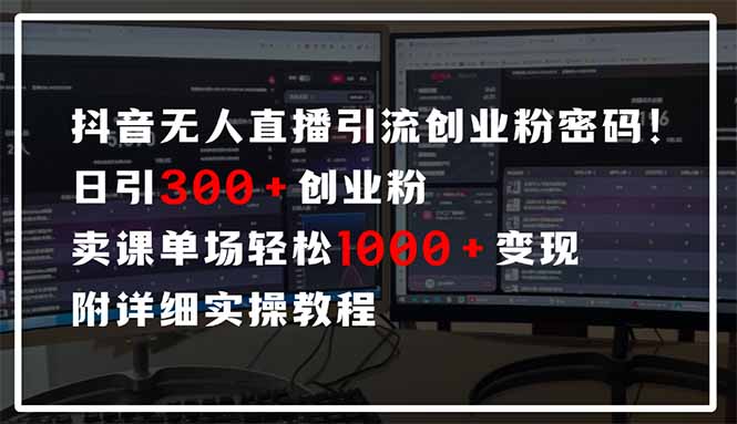 抖音无人直播引流密码！日引300+创业粉 单场轻松1000+变现 附详细实操教程-网创小站