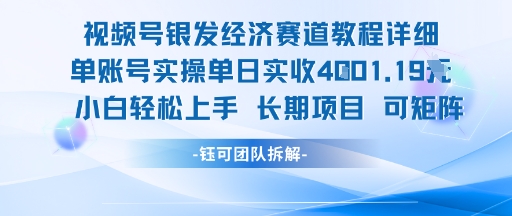 视频号银发经济赛道单账号实操单日实收1k+，小白轻松上手长期项目-网创小站