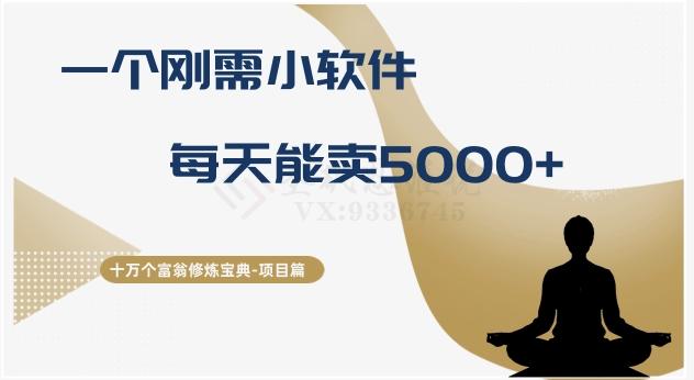 十万个富翁修炼宝典之17.一个刚需小软件，每天能卖5000+-网创小站