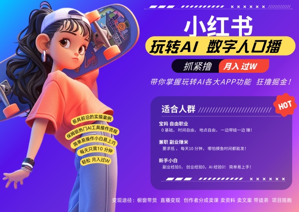 小红书数字人暴力起号，AI改写文案，再也不用费劲录口播，流量火爆月入破W轻松拿捏-网创小站