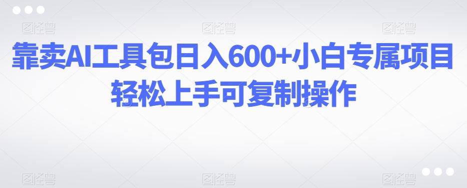 靠卖AI工具包日入600+小白专属项目轻松上手可复制操作-网创小站