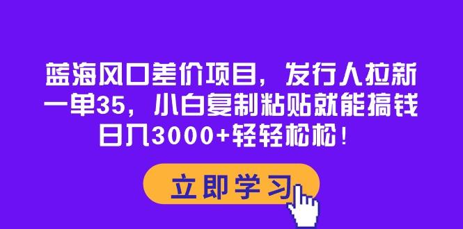 蓝海风口差价项目，发行人拉新，一单35，小白复制粘贴就能搞钱！日入30…-网创小站