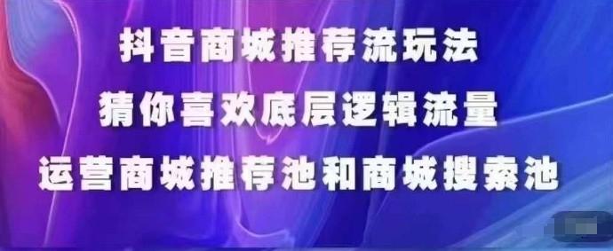 抖音商城运营课程，猜你喜欢入池商城搜索商城推荐人群标签覆盖-网创小站