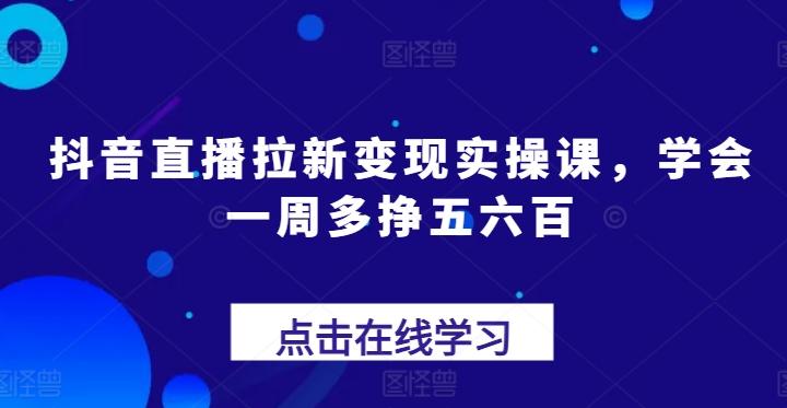 抖音直播拉新变现实操课，学会一周多挣五六百-网创小站