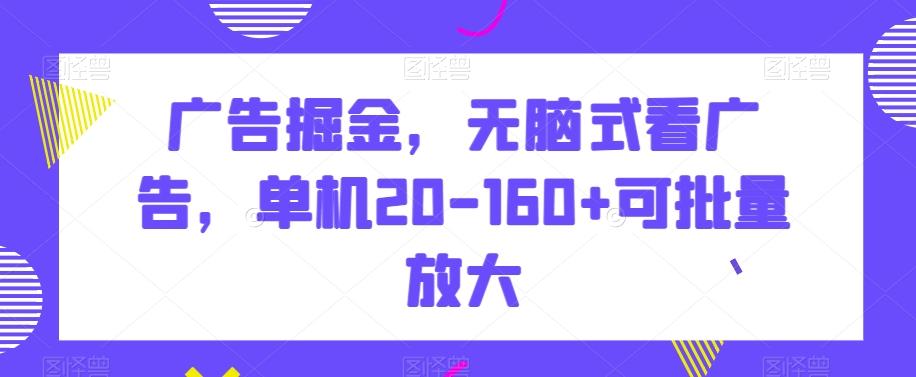 广告掘金，无脑式看广告，单机20-160+可批量放大【揭秘】-网创小站