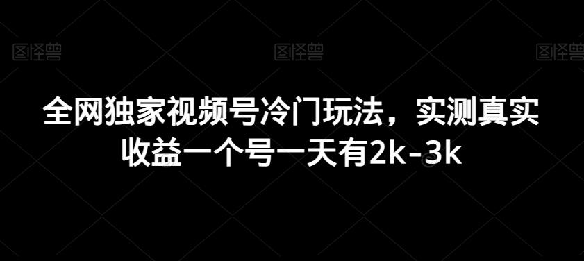 全网独家视频号冷门玩法，实测真实收益一个号一天有2k-3k-网创小站