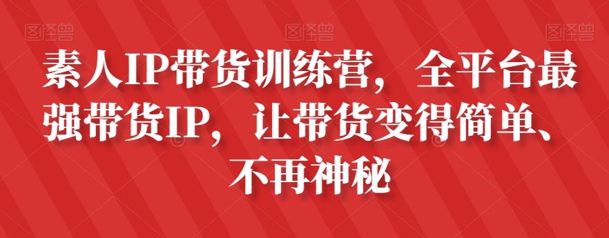 素人IP带货训练营，全平台最强带货IP，让带货变得简单、不再神秘-网创小站