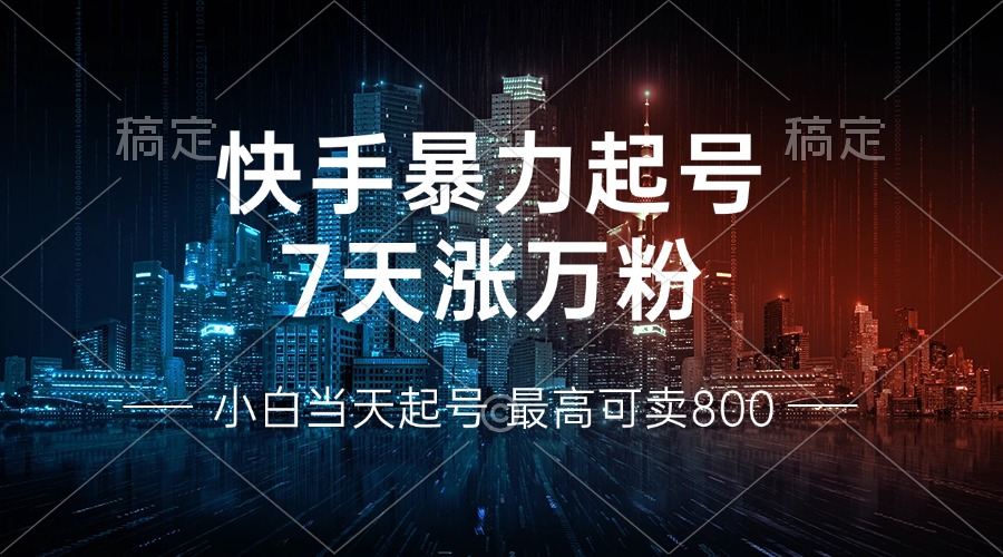 快手暴力起号，7天涨万粉，小白当天起号 多种变现方式，账号回收，单月…-网创小站