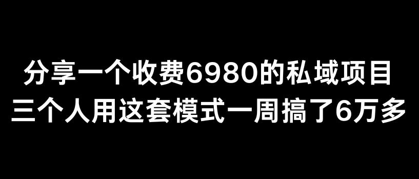 分享一个外面卖6980的私域项目三个人用这套模式一周搞了6万多【揭秘】-网创小站