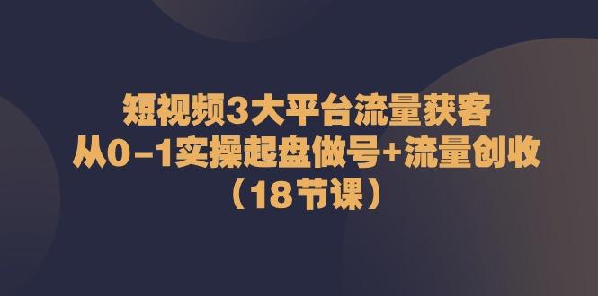 短视频3大平台流量获客：从0-1实操起盘做号+流量创收(18节课)-网创小站