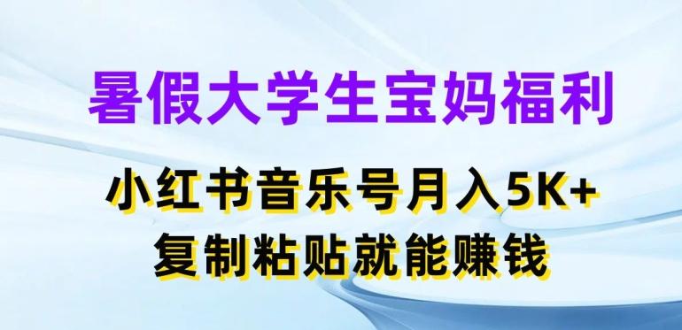 暑假大学生宝妈福利，小红书音乐号月入5000+，复制粘贴就能赚钱【揭秘】-网创小站