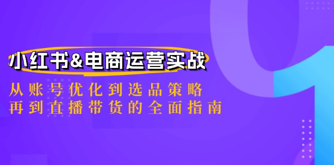 小红书&电商运营实战：从账号优化到选品策略，再到直播带货的全面指南-网创小站