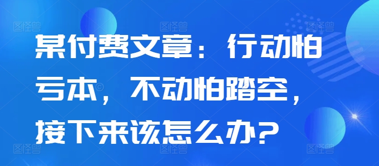 某付费文章：行动怕亏本，不动怕踏空，接下来该怎么办?-网创小站