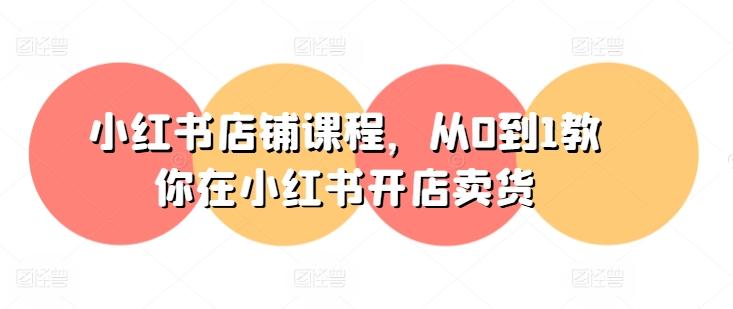 小红书店铺课程，从0到1教你在小红书开店卖货-网创小站