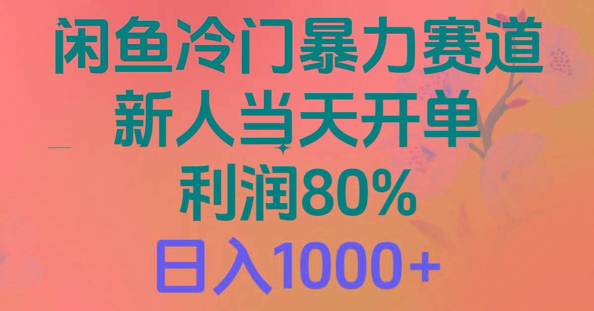 2024闲鱼冷门暴力赛道，新人当天开单，利润80%，日入1000+-网创小站