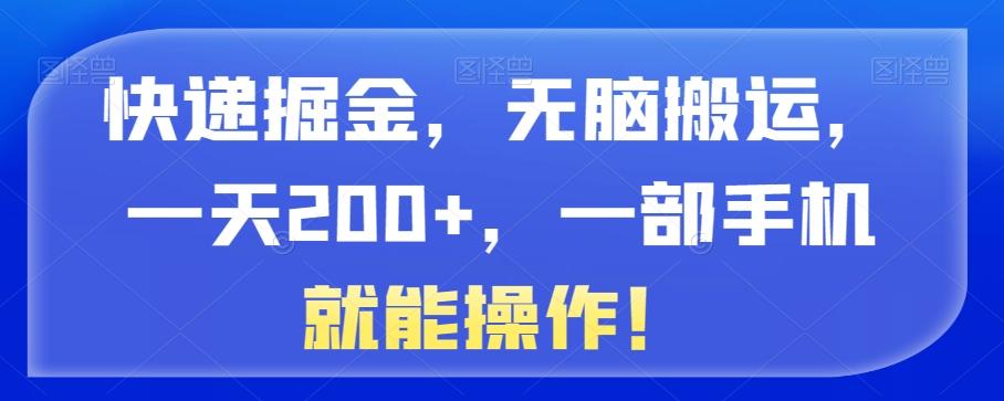 快递掘金，无脑搬运，一天200+，一部手机就能操作！-网创小站