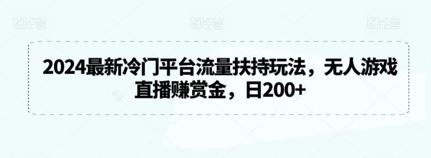 2024最新冷门平台流量扶持玩法，无人游戏直播赚赏金，日200+【揭秘】-网创小站