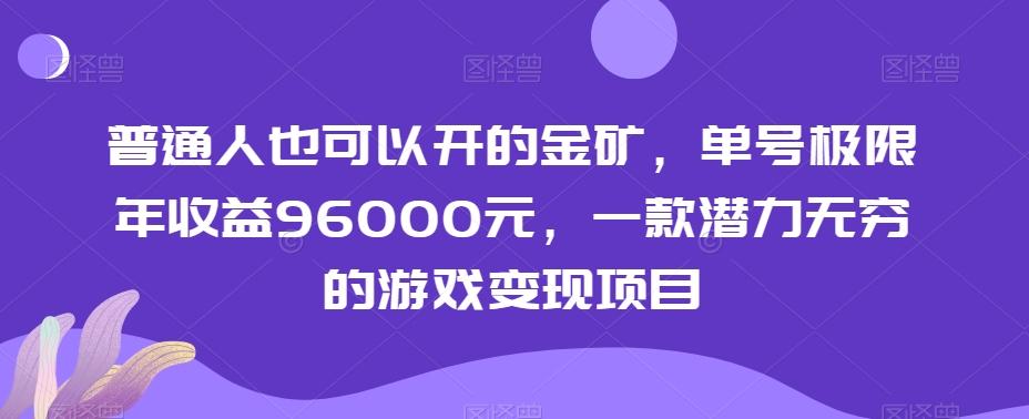 普通人也可以开的金矿，单号极限年收益96000元，一款潜力无穷的游戏变现项目【揭秘】-网创小站