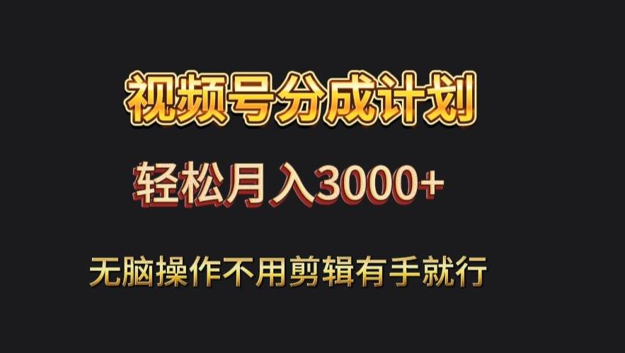视频号流量分成，不用剪辑，有手就行，轻松月入2000+-网创小站