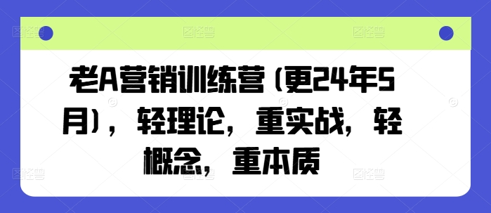 老A营销训练营(更24年10月)，轻理论，重实战，轻概念，重本质-网创小站