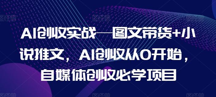 AI创收实战—图文带货+小说推文，AI创收从0开始，自媒体创收必学项目-网创小站