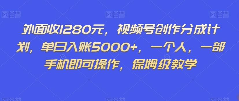 外面收1280元，视频号创作分成计划，单日入账5000+，一个人，一部手机即可操作，保姆级教学【揭秘】-网创小站