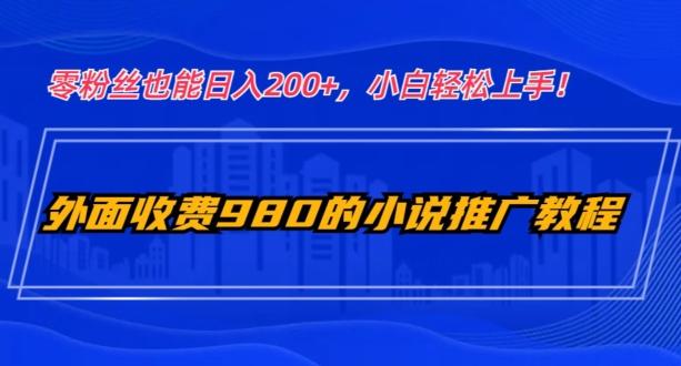 外面收费980的小说推广教程：零粉丝也能日入200+，小白轻松上手！-网创小站