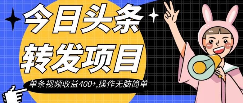 今日头条转发项目，单条视频收益400+,操作无脑简单【揭秘】-网创小站