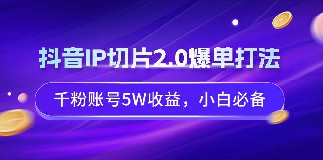 抖音IP切片2.0爆单打法，千粉账号5W收益，小白必备-网创小站
