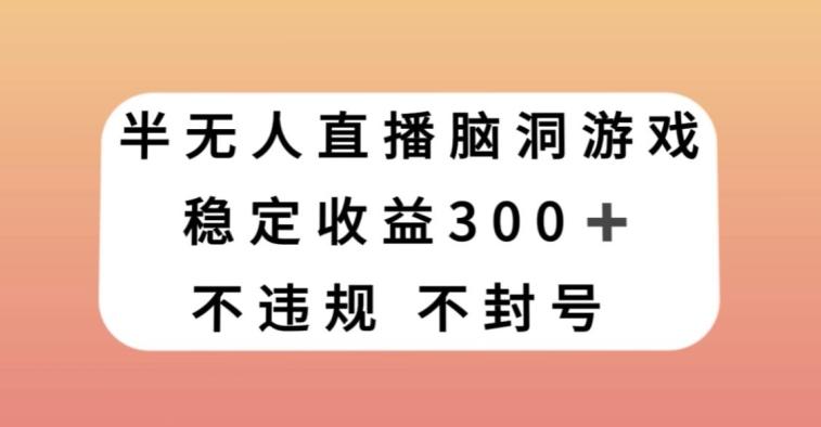 半无人直播脑洞小游戏，每天收入300+，保姆式教学小白轻松上手【揭秘】-网创小站